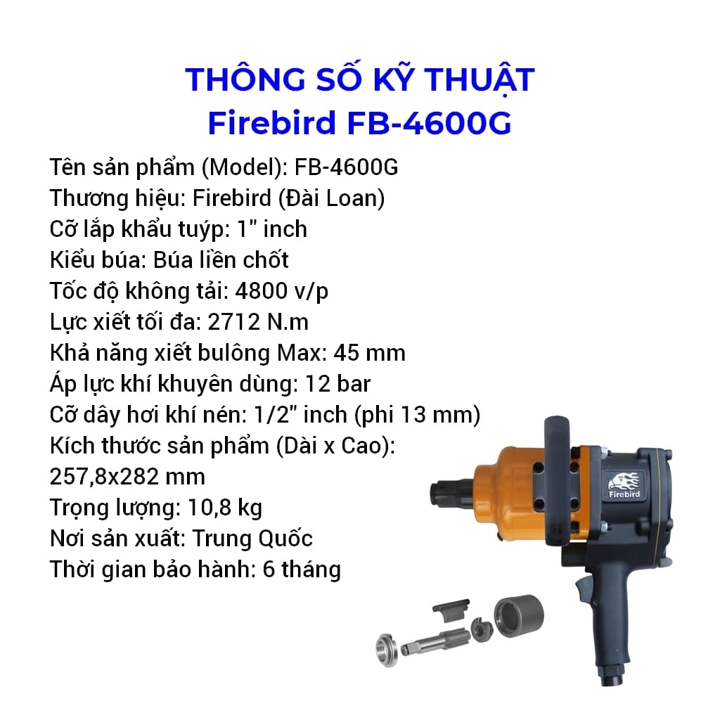 súng xiết ốc khí nén firebird fb-4600g 1 inch