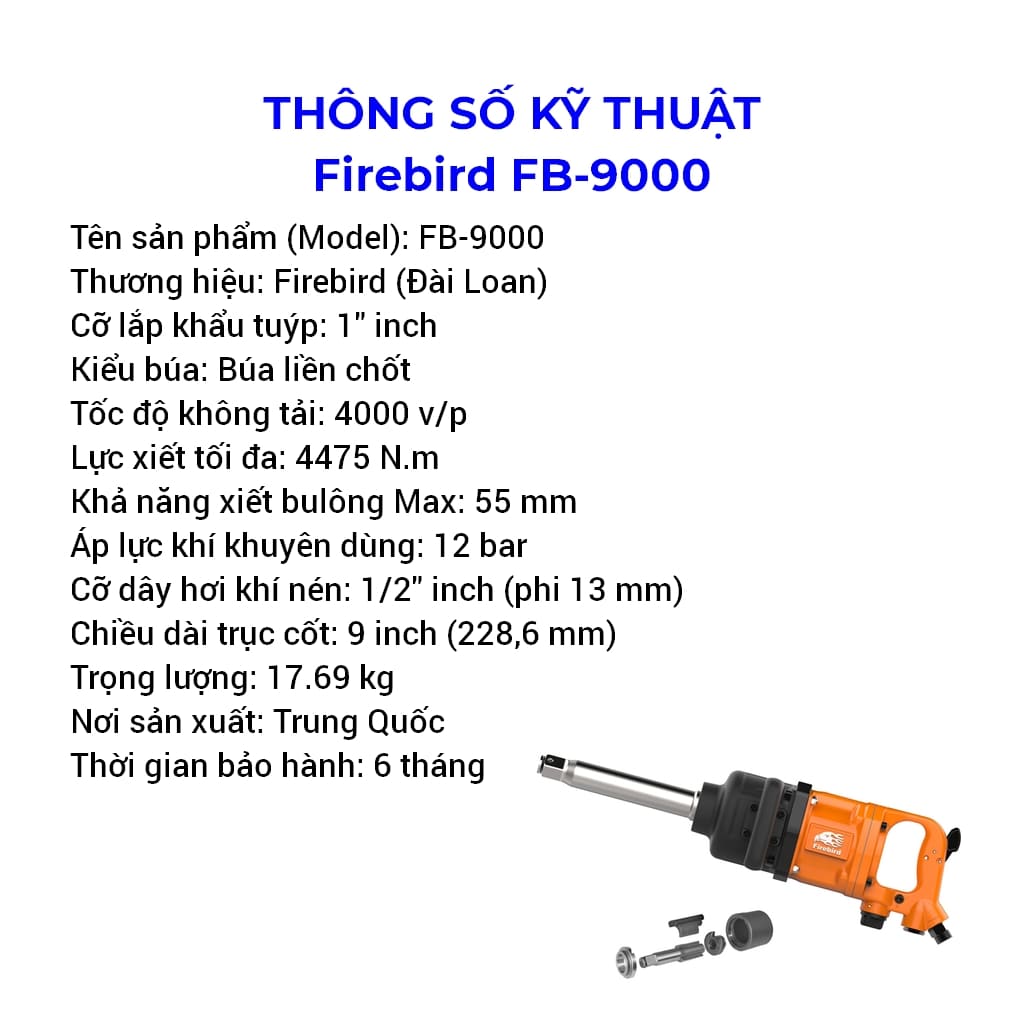 súng xiết bu lông bằng hơi firebird fb-9000 1 inch