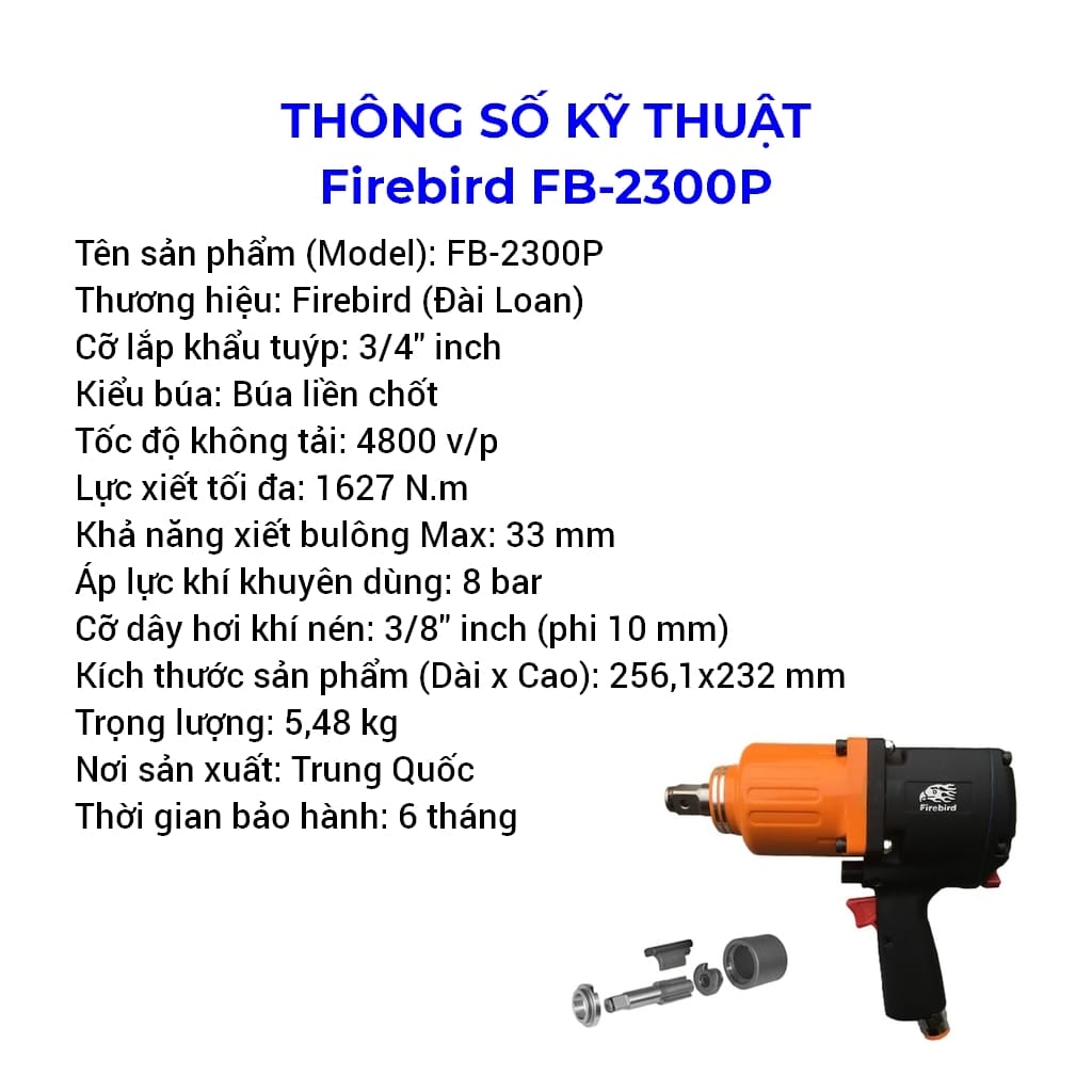 súng hơi vặn ốc firebird fb-2300p 3/4 inch
