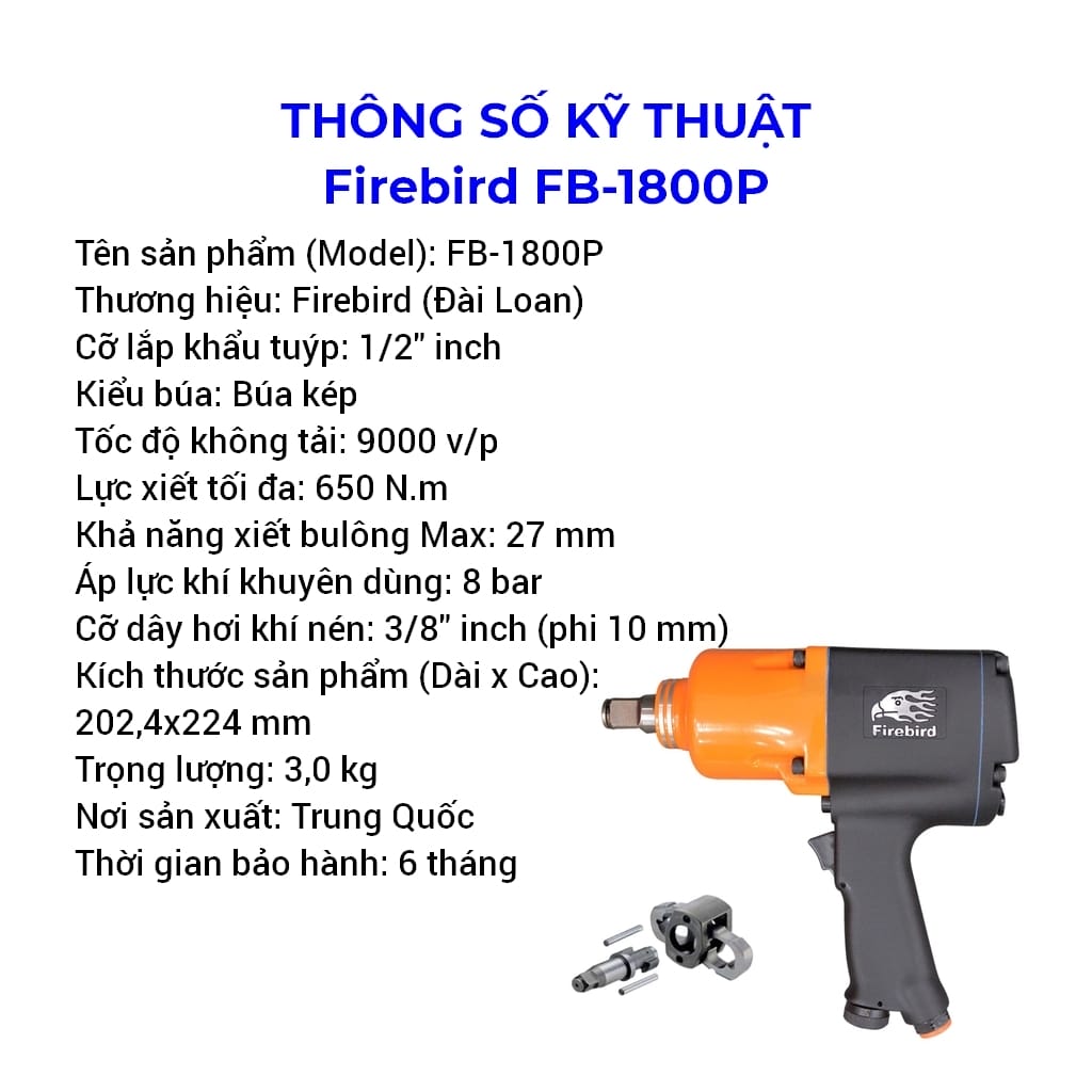 súng vặn bu lông firebird fb-1800p 1/2 inch
